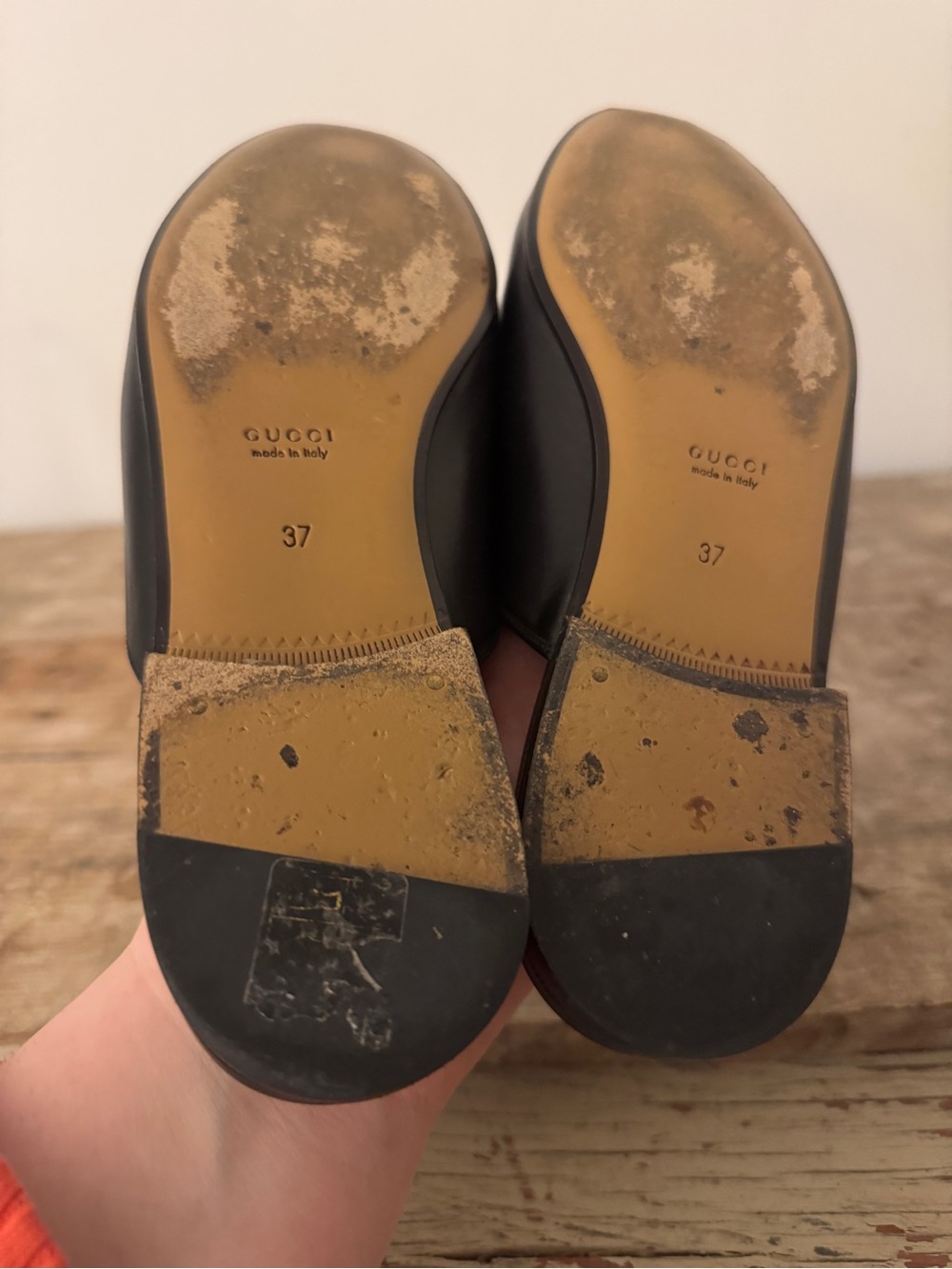 Gucci 37 Provincetown Black Leather Slide Loafer Mule Horsebit Shoes Flats - Picture 9 of 16